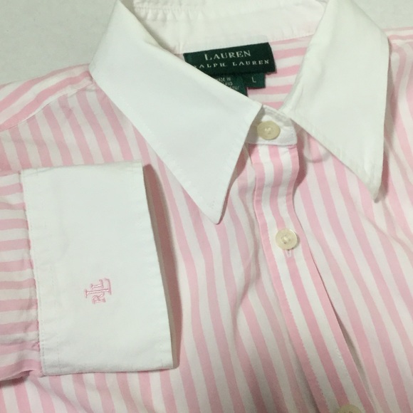 Ralph Lauren Tops - Pink and white button down shirt early 2000